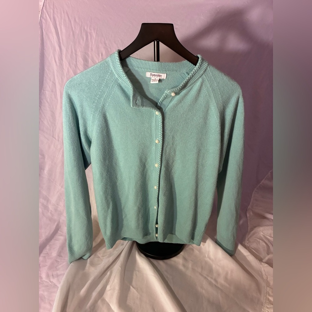 Hampshire Studio Seafoam Cardigan with Pearl Buttons